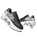 Double-Row Deform Wheel Automatic Walking Shoes Invisible Deformation Roller Skate 2 in 1 Removable Pulley Skates Skating Parkour