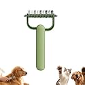 Double Sided Dematting Comb,2026 Upgrade Undercoat Rake Pet Grooming Tool for Shedding, Tangles &amp; Matted Fur, Stainless Steel Deshedding Brush for Long Haired &amp; Thick Coat Pets (Green)