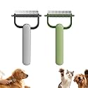 Double Sided Dematting Comb,2026 Upgrade Undercoat Rake Pet Grooming Tool for Shedding, Tangles & Matted Fur, Stainless Steel Deshedding Brush for Long Haired & Thick Coat Pets (Gray+Green)