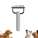 Double Sided Dematting Comb,2026 Upgrade Undercoat Rake Pet Grooming Tool for Shedding, Tangles & Matted Fur, Stainless Steel Deshedding Brush for Long Haired & Thick Coat Pets (Gray)