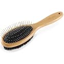 Double Sided Dog Brush Pin and Boar Bristle Pet Grooming Comb for Long or Short Haired Dogs and Cats Removing Shedding Tangles and Dead Undercoat