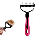 Double-Sided Pet Grooming Brush, Undercoat Rake Deshedding Brush for Dogs and Cats,Extra Wide 17 Teeth Dog Detangler Comb,Pet Pro Grooming Tool For Long hair &amp; Thick Coats (rose red)