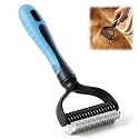 Double-Sided Pet Grooming Brush, Undercoat Rake Deshedding Brush for Dogs and Cats,Extra Wide 17 Teeth Dog Detangler Comb,Pet Pro Grooming Tool For Long hair & Thick Coats (blue)