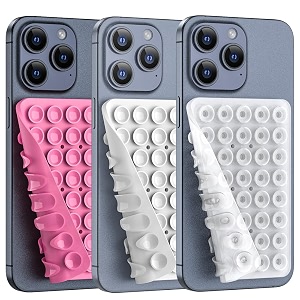 double sided silicone suction phone holder mount silicon accessory for iphone and android hands-free mirror shower phone holder tiktok videos and selfies combo a