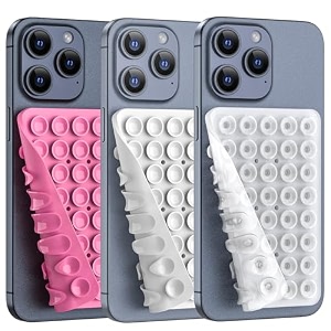 double sided silicone suction phone holder mount silicon accessory for iphone and android hands-free mirror shower phone holder tiktok videos and selfies combo a