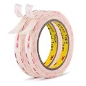 3M Double Sided Tape, 1/2” x 10.8Ft, 4950, White, 2 Pack