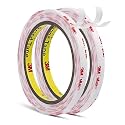 3M Double Sided Tape Thin 1/4''x15.4Ft 2 Pack Mounting Tape, White