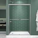 Double Sliding Shower Door 43-43-48" W x 70" H, Brushed Nickel, Bypass Shower Door, Clear Glass, Framed, 1/4" (6mm) Tempered Glass