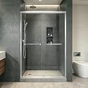 Double Sliding Shower Door 43-43-48" W x 70" H, Chrome Finish, Bypass Shower Door, Clear Glass, Framed, 1/4" (6mm) Tempered Glass