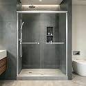 Double Sliding Shower Door 49-49-54" W x 70" H, Chrome Finish, Bypass Shower Door, Clear Glass, Framed, 1/4" (6mm) Tempered Glass