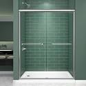 Double Sliding Shower Door 49-49-54" W x 70" H, Brushed Nickel, Bypass Shower Door, Clear Glass, Framed, 1/4" (6mm) Tempered Glass