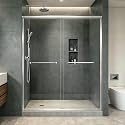 Double Sliding Shower Door 55-55-60" W x 70" H, Chrome Finish, Bypass Shower Door, Clear Glass, Framed, 1/4" (6mm) Tempered Glass