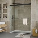 Double Sliding Shower Door, 56"-60" w x 72" h Semi-Frameless Bypass Bathroom Door with 1/4" Tempered Glass,Matte Black Finish for Walk-in Shower