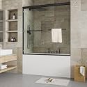 GarveeTech Double Sliding Shower Door, 56"-60" w x 59" h Semi-Frameless Bypass Bathroom Door with 1/4" Tempered Glass,Matte Black Finish for Walk-in Shower