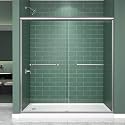 Double Sliding Shower Door 61-61-66" W x 70" H, Brushed Nickel, Bypass Shower Door, Clear Glass, Framed, 1/4" (6mm) Tempered Glass