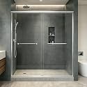Double Sliding Shower Door 61-61-66" W x 70" H, Chrome Finish, Bypass Shower Door, Clear Glass, Framed, 1/4" (6mm) Tempered Glass