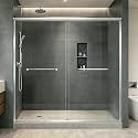 Double Sliding Shower Door 67-67-72" W x 70" H, Chrome Finish, Bypass Shower Door, Clear Glass, Framed, 1/4" (6mm) Tempered Glass