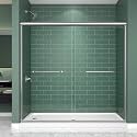 Double Sliding Shower Door 67-67-72" W x 70" H, Brushed Nickel, Bypass Shower Door, Clear Glass, Framed, 1/4" (6mm) Tempered Glass