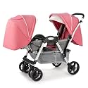 Double Stroller,Baby Stroller for Twins-Cozy Compact Twin Stroller,Double Infant Stroller with Tandem Seating,Oversized Canopy,Tandem Umbrella Stroller for Girls Boys (Color : Pink)