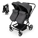 Double Stroller for Twins, One-Click Quick Fold Lightweight Newborn and Toddler Stroller with 5-Point Safety Harness, Adjustable Seat & Reversible Seat Modes for Infant Toddler