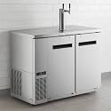 Double Tap Kegerator Beer Dispenser – Black, Fits (2 or 3) 1/2 Kegs, Dual Faucet Draft Beer Cooler with Adjustable Temperature and Locking Casters (Stainless Steel, Width: 48")