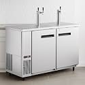 Double Tap Kegerator Beer Dispenser – Black, Fits (2 or 3) 1/2 Kegs, Dual Faucet Draft Beer Cooler with Adjustable Temperature and Locking Casters (Stainless Steel, Width: 60")