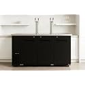 Double Tap Kegerator Beer Dispenser – Black, Fits (2 or 3) 1/2 Kegs, Dual Faucet Draft Beer Cooler with Adjustable Temperature and Locking Casters (Black, Width: 72")