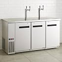 Double Tap Kegerator Beer Dispenser – Black, Fits (2 or 3) 1/2 Kegs, Dual Faucet Draft Beer Cooler with Adjustable Temperature and Locking Casters (Stainless Steel, Width: 72")