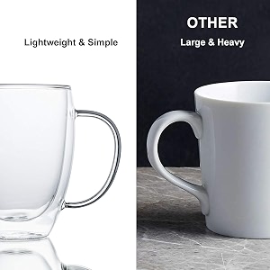 double wall glass 350ml set of 2 coffee cups - double walled glass mugs for hot amp cold drinks coffee tea milk cappuchino juice 2 350ml cup