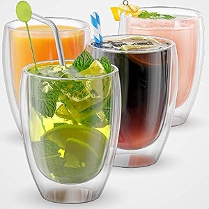 double wall glass 350ml set of 4 double layer tea amp coffee cup double walled glass mugs for hot amp cold drinks coffee tea milk cappuchino juice 4 350 ml tumbler