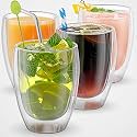 Double Wall Glass 350Ml Set of 4 Double Layer Tea &amp; Coffee Cup Double Walled Glass Mugs for hot &amp; Cold Drinks Coffee Tea Milk cappuchino Juice (4, 350 Ml Tumbler)