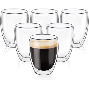 double wall glass 350ml set of 6 double layer tea amp coffee cup double walled glass mugs for hot amp cold drinks coffee tea milk cappuchino juice 6 350 ml tumbler