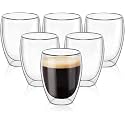 Double Wall Glass 350Ml Set of 6 Double Layer Tea &amp; Coffee Cup Double Walled Glass Mugs for hot &amp; Cold Drinks Coffee Tea Milk cappuchino Juice (6, 350 Ml Tumbler)