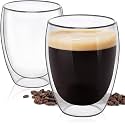 Double Wall Insulated 350Ml Glass Mugs (2 Pack) - Borosilicate Glass, Transparent, Cylindrical, Scratch Resistant, Reusable, 250Ml Capacity, Perfect for Hot &amp; Cold Drinks
