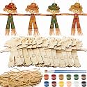 DoubleFill 12 Pcs Fall Scarecrow Craft Kit for Kids, Unfinished Wood Slices