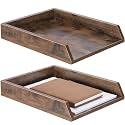DoubleFill 2 Pcs Wooden Letter Tray 2 Tier Letter-Size Desk Tray, Dark Wood