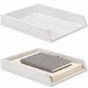 DoubleFill 2 Pcs Wooden Letter Tray 2 Tier Letter-Size Desk Tray, White