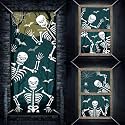 DoubleFill 3 Pcs Halloween Window Door Covers Set Skeleton Ghost Curtain