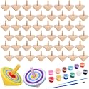 DoubleFill 48pcs Wood Spinning Tops for Kids, DIY Wooden Gyroscopes Toy