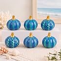 DoubleFill 6 Pcs Coastal Ceramic Pumpkins Fall Table Centerpieces