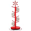 DoubleFill Christmas Tree Coffee Mug Holder 8 Hooks Snowflake Mug Holder for Countertop Snowflake Cup Rack Wood Christmas Tree Display for Kitchen Coffee Accessories