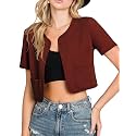 DOUBLJU Bolero Open Front Cardigan Crop Jackets Short Sleeve Basic Cropped Blazers Business Casual for Womens with Plus Size