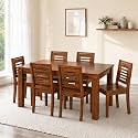 Douceur Sheesham Wood 6 Seater Dining Table Set | Solid Wood Dining Table Set with 6 Chairs | Wooden Dining Table for Home, Restaurant, Cafe, Hotel & Dining Room | Natural Teak Finish