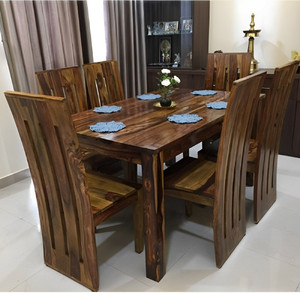 douceur furnitures solid sheesham wood 6 seater dining set for dining room  restaurant solid wood 6 seater dining set
