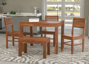 douceur furnitures solid sheesham wood four seater set for dining room  restaurant solid wood 4 seater dining set