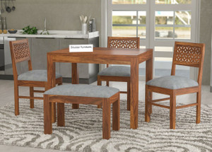 douceur furnitures solid sheesham wood four seater set for dining room  restaurant solid wood 4 seater dining set