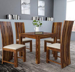 douceur furnitures solid sheesham wood four seater dining set for dining room  restaurant  solid wood 4 seater dining set