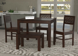 douceur furnitures solid sheesham wood four seater set for dining room  restaurant solid wood 4 seater dining set