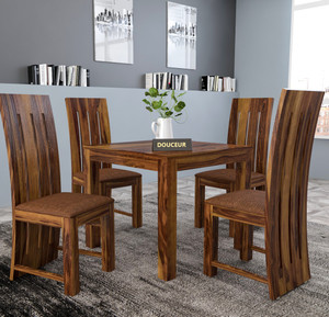 douceur furnitures solid sheesham wood four seater dining set for dining room  restaurant  solid wood 4 seater dining set