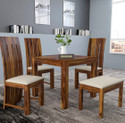 Douceur Furnitures Solid Sheesham Wood Four Seater Dining Set For Dining Room , Restaurant . Solid Wood 4 Seater Dining Set